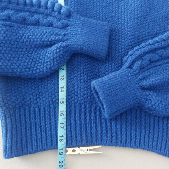Anthropologie Indigo Blue Sweater Size M Cable Knit Crop Balloon Sleeve Warm EUC - Picture 6 of 14